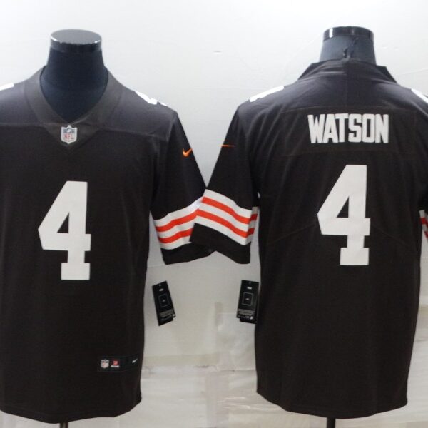 Men’s Cleveland Browns #4 Deshaun Watson Brown Vapor Untouchable Limited Stitched Jersey