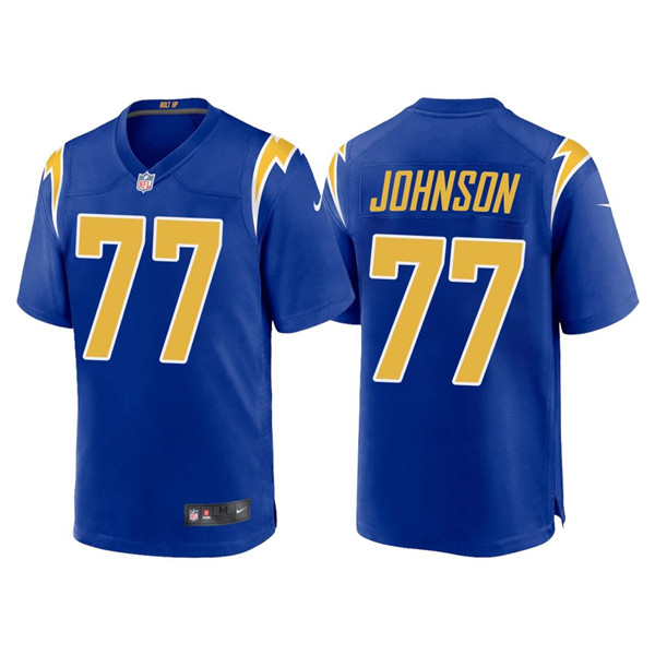 Men’s Los Angeles Chargers #77 Zion Johnson Royal Limited Stitched Jersey