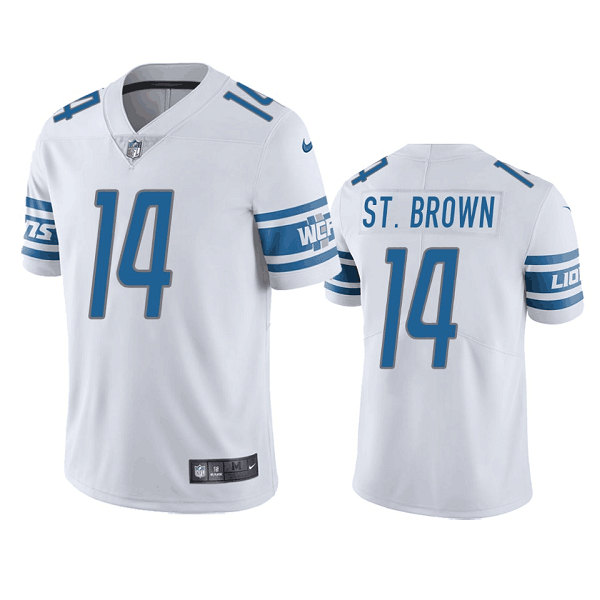 Men’s Detroit Lions #14 mon-Ra St. Brown White Vapor Untouchable Limited Stitched Jersey
