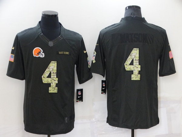 Men’s Cleveland Browns #4 Deshaun Watson Black Salute to Service Limited Stitched Jersey
