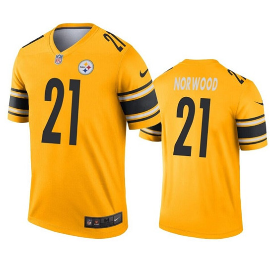 Men’s Pittsburgh Steelers #21 Tre Norwood Gold Inverted Legend Stitched Jersey