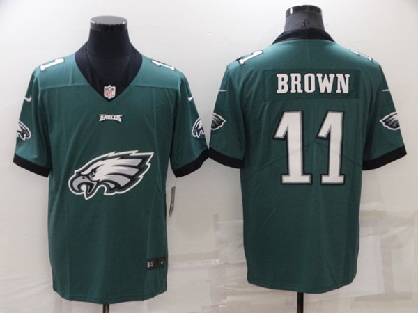 Men’s Philadelphia Eagles #11 A. J. Brown Green Team Big Logo Limited Stitched Jersey