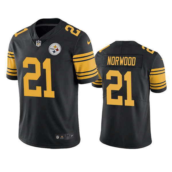 Men’s Pittsburgh Steelers #21 Tre Norwood Black Color Rush Limited Stitched Jersey