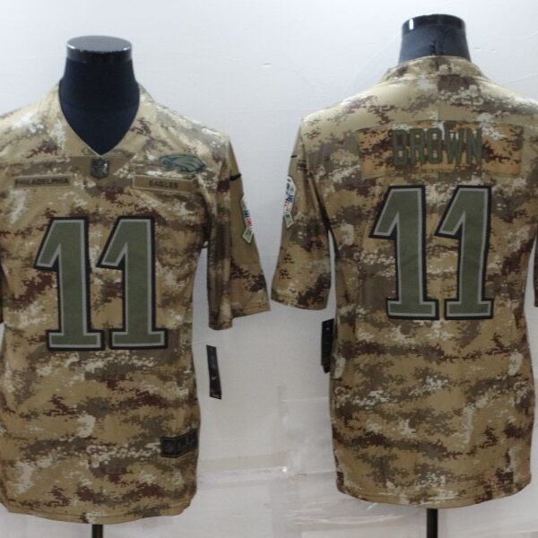 Men’s Philadelphia Eagles #11 A. J. Brown Nike Camo 2018 Salute to Service Stitched NFL Limited Jersey