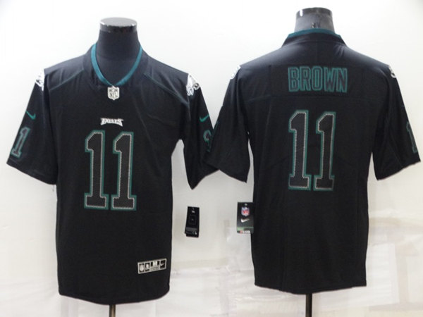 Men’s Philadelphia Eagles #11 A. J. Brown Lights Out Black Color Rush Limited Stitched Jersey