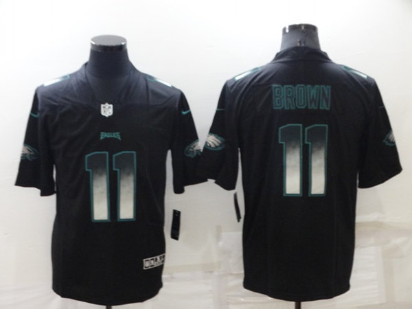 Men’s Philadelphia Eagles #11 A. J. Brown Black Smoke Fashion Limited Stitched Jersey