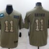 Men’s Philadelphia Eagles #11 A. J. Brown Olive Camo Salute To Service Limited Stitched Jersey