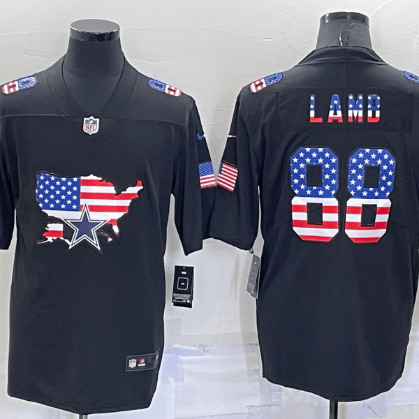 Men’s Dallas Cowboys #88 CeeDee Lamb 2022 USA Map Fashion Black Color Rush Stitched Nike Limited Jersey