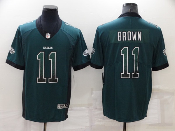 Men’s Philadelphia Eagles #11 A. J. Brown Green Fashion Color Rush Limited Stitched Jersey