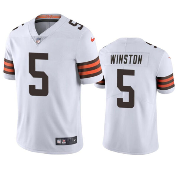 Men’s Cleveland Browns #5 Jameis Winston White Vapor Limited Football Stitched Jersey