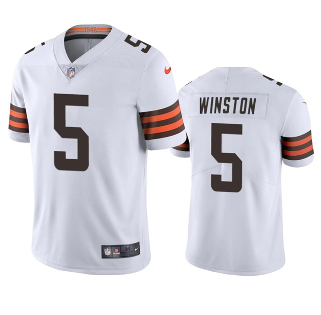 Men’s Cleveland Browns #5 Jameis Winston White Vapor Limited Football Stitched Jersey