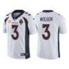 Men’s Denver Broncos #3 Russell Wilson White With C Patch & Walter Payton Patch Limited Stitched Jersey