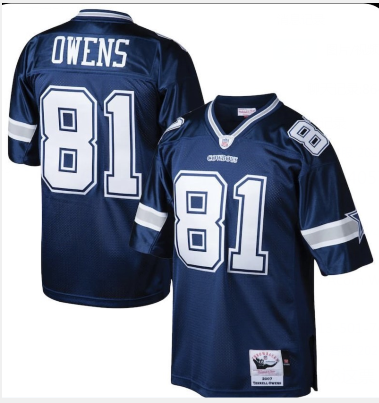 Men’s Dallas Cowboys #81 Terrell Owens Navy Blue Throwback Jersey