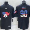 Men’s Pittsburgh Steelers #90 TJ Watt 2022 USA Map Fashion Black Color Rush Stitched Nike Limited Jersey