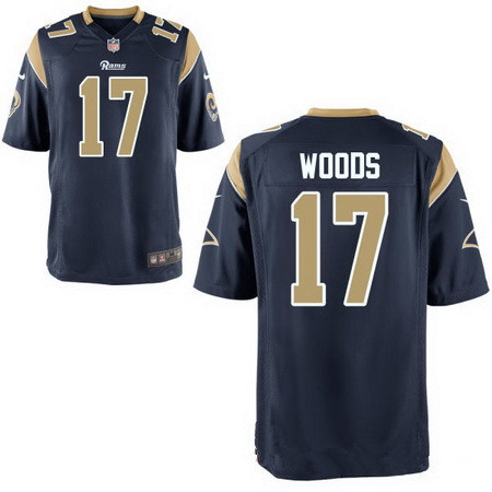 Men’s Los Angeles Rams #17 Robert Woods Navy Blue Team Color Stitched NFL Nike Elite Jersey