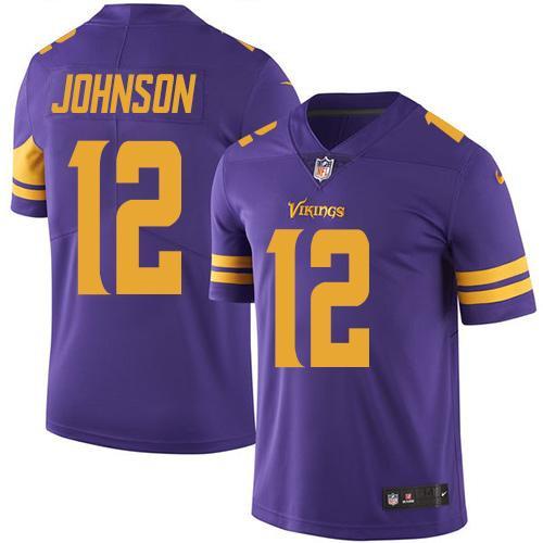 Nike Vikings #12 Charles Johnson Purple Men’s Stitched NFL Limited Rush Jersey