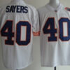Chicago Bears #40 Gale Sayers White Throwback With Bear Patch Jersey