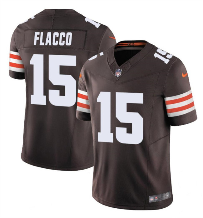 Men’s Cleveland Browns #15 Joe Flacco Brown 2023 F.U.S.E. Vapor Limited Football Stitched Jersey