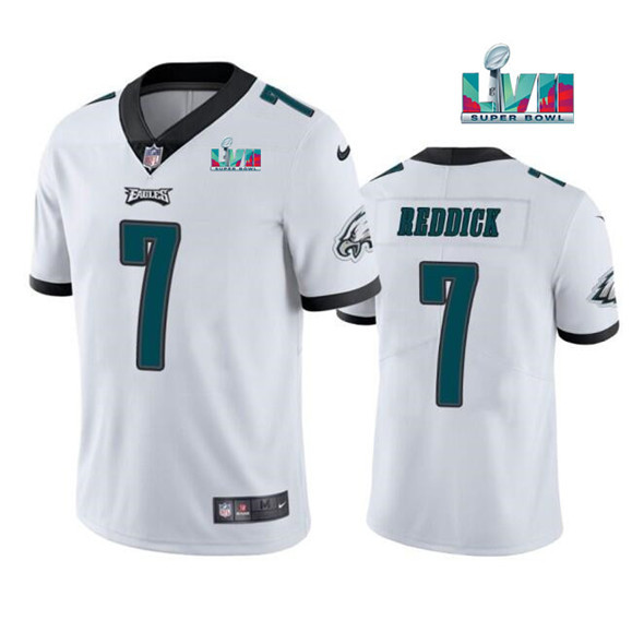 Men’s Philadelphia Eagles #7 Haason Reddick White Super Bowl LVII Patch Vapor Untouchable Limited Stitched Jersey