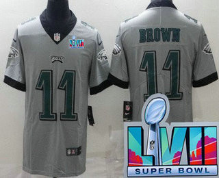 Men’s Philadelphia Eagles #11 AJ Brown Limited Gray Inverted Super Bowl LVII Vapor Jersey