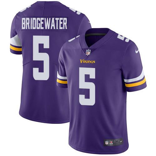 Nike Minnesota Vikings #5 Teddy Bridgewater Purple Team Color Men’s Stitched NFL Vapor Untouchable Limited Jersey