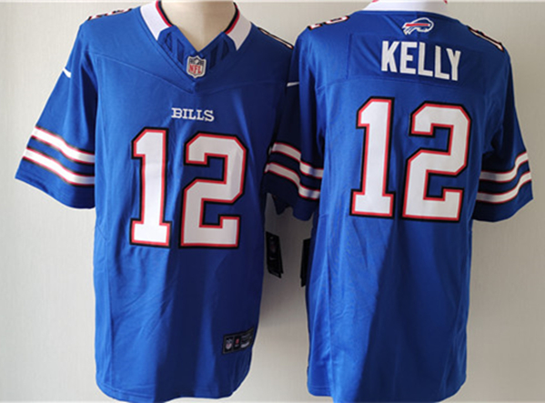 Men’s Buffalo Bills #12 Jim Kelly Blue 2023 F.U.S.E. Vapor Untouchable Limited Football Stitched Jersey