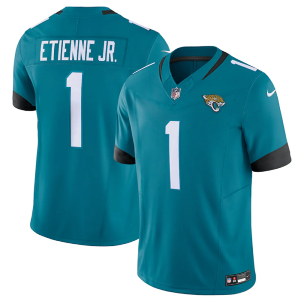 Men’s Jacksonville Jaguars #1 Travis Etienne Jr. Teal Vapor Untouchable Limited Stitched Jersey