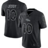 Men’s Denver Broncos #10 Jerry Jeudy Black Reflective Limited Stitched Football Jersey
