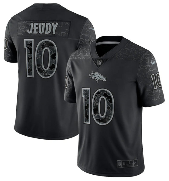Men’s Denver Broncos #10 Jerry Jeudy Black Reflective Limited Stitched Football Jersey