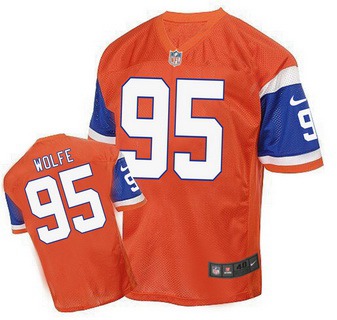 Men’s Denver Broncos #95 Derek Wolfe Orange 1998 Retro Elite Jersey