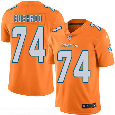 Men’s Miami Dolphins #74 Jermon Bushrod Orange 2016 Color Rush Stitched NFL Nike Limited Jersey