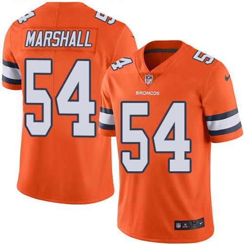 Nike Broncos #54 Brandon Marshall Orange Men’s Stitched NFL Limited Rush Jersey