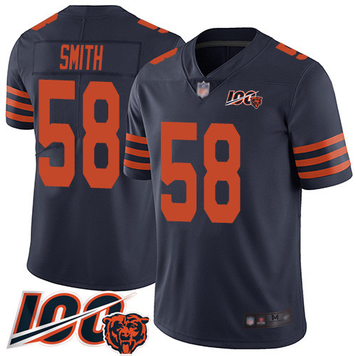 Bears #58 Roquan Smith Navy Blue Alternate Men’s Stitched Football 100th Season Vapor Limited Jersey