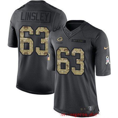 Men’s Green Bay Packers #63 Corey Linsley Black Anthracite 2016 Salute To Service Stitched NFL Nike Limited Jersey
