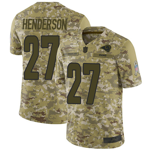 Rams #27 Darrell Henderson Camo Men’s Stitched Football Limited 2018 Salute To Service Jersey