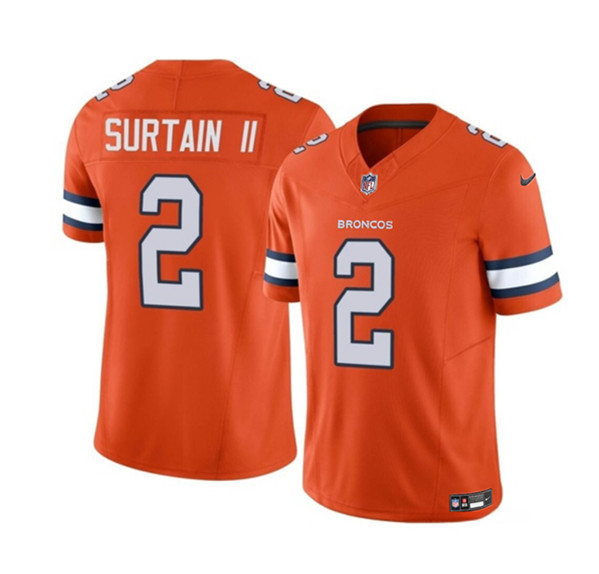 Men’s Denver Broncos #2 Pat Surtain II Orange 2023 F.U.S.E. Vapor Untouchable Football Stitched Jersey