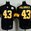 Nike Pittsburgh Steelers #43 Troy Polamalu Black With Yellow Elite Jersey