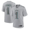 Men’s Philadelphia Eagles #1 Jalen Hurts Gray Atmosphere Fashion Stitched Game Jersey