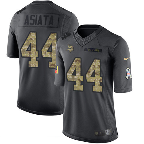 Men’s Minnesota Vikings #44 Matt Asiata Black Anthracite 2016 Salute To Service Stitched NFL Nike Limited Jersey