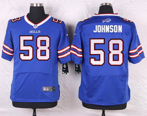 Men’s Buffalo Bills #58 Randell Johnson Royal Blue Team Color NFL Nike Elite Jersey