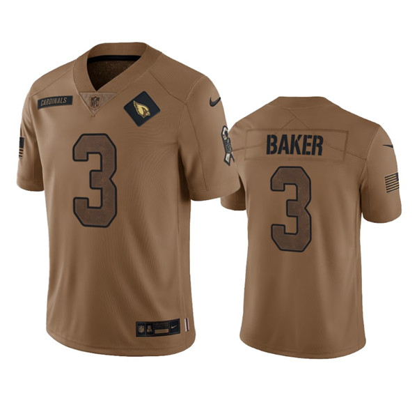 Men’s Arizona Cardinals #3 Budda Baker 2023 Brown Salute To Service Limited Football Stitched Jersey