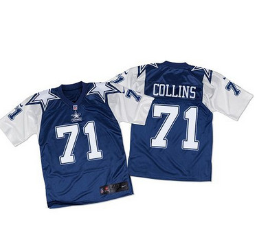 Nike Cowboys #71 La’el Collins Navy BlueWhite Throwback Men’s Stitched NFL Elite Jersey