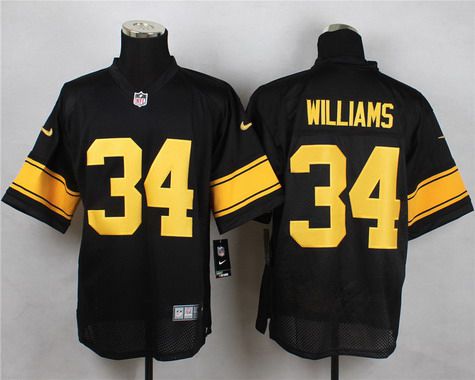 Men’s Pittsburgh Steelers #34 DeAngelo Williams Black With Yellow Nike NFL Elite Jersey