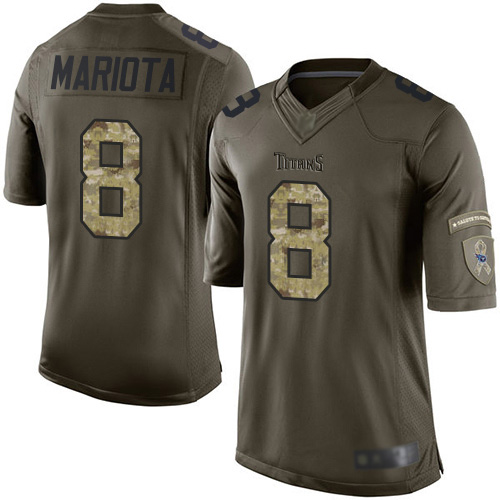 Titans #8 Marcus Mariota Green Men’s Stitched Football Limited 2015 Salute To Service Jersey