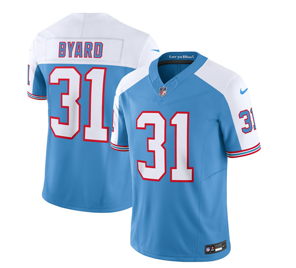 Men’s Tennessee Titans #31 Kevin Byard Blue White 2023 F.U.S.E. Vapor Limited Throwback Football Stitched Jersey