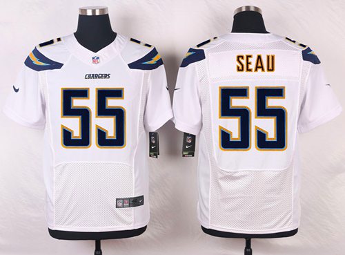 Nike San Diego Chargers #55 Junior Seau White Men’s Stitched NFL New Elite Jersey