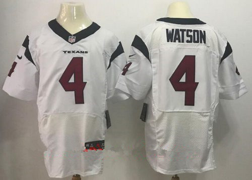 Men’s 2017 NFL Draft Houston Texans #4 Deshaun Watson White Road Stitched NFL Nike Elite Jersey