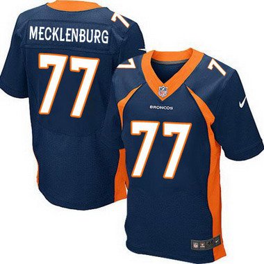 Men’s Denver Broncos #77 Karl Mecklenburg Navy Blue Retired Player NFL Nike Elite Jersey