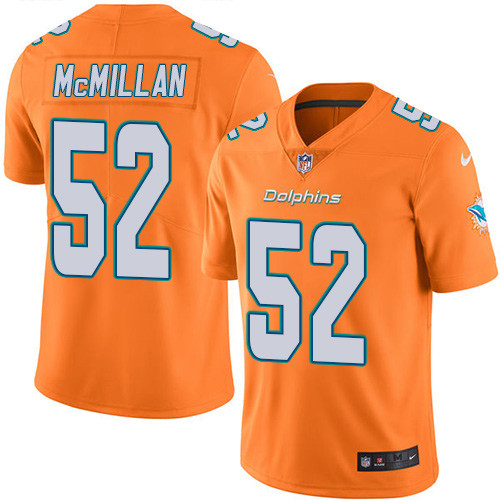 Nike Miami Dolphins #52 Raekwon McMillan Orange Men’s Stitched NFL Limited Rush Jersey