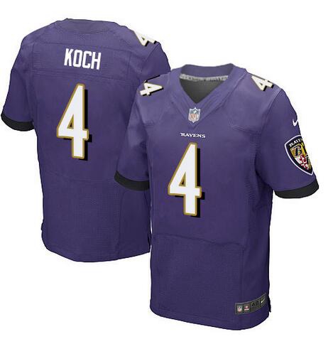 Men’s Baltimore Ravens #4 Sam Koch Purple Team Color NFL Nike Elite Jersey